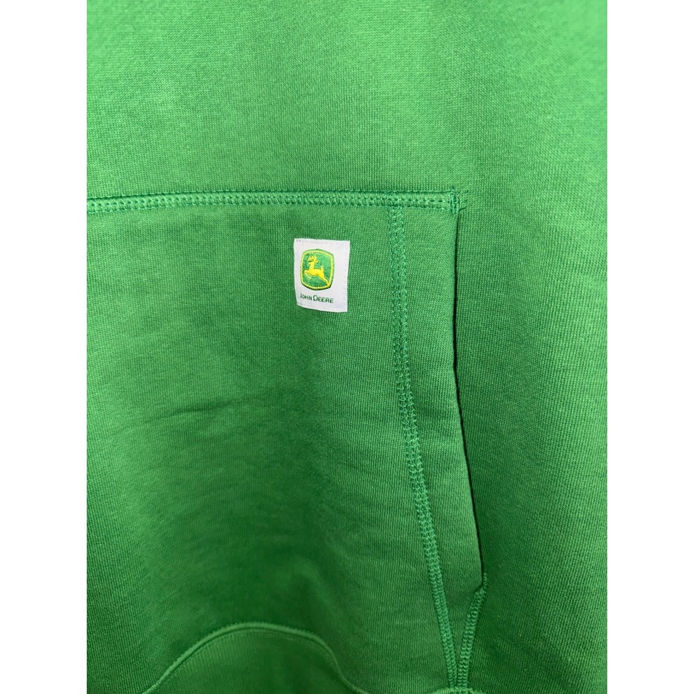 John Deere Mens XXL Green Quarter Zip Hoodie Fleece Pullover Sweatshirt - Picture 2 of 9